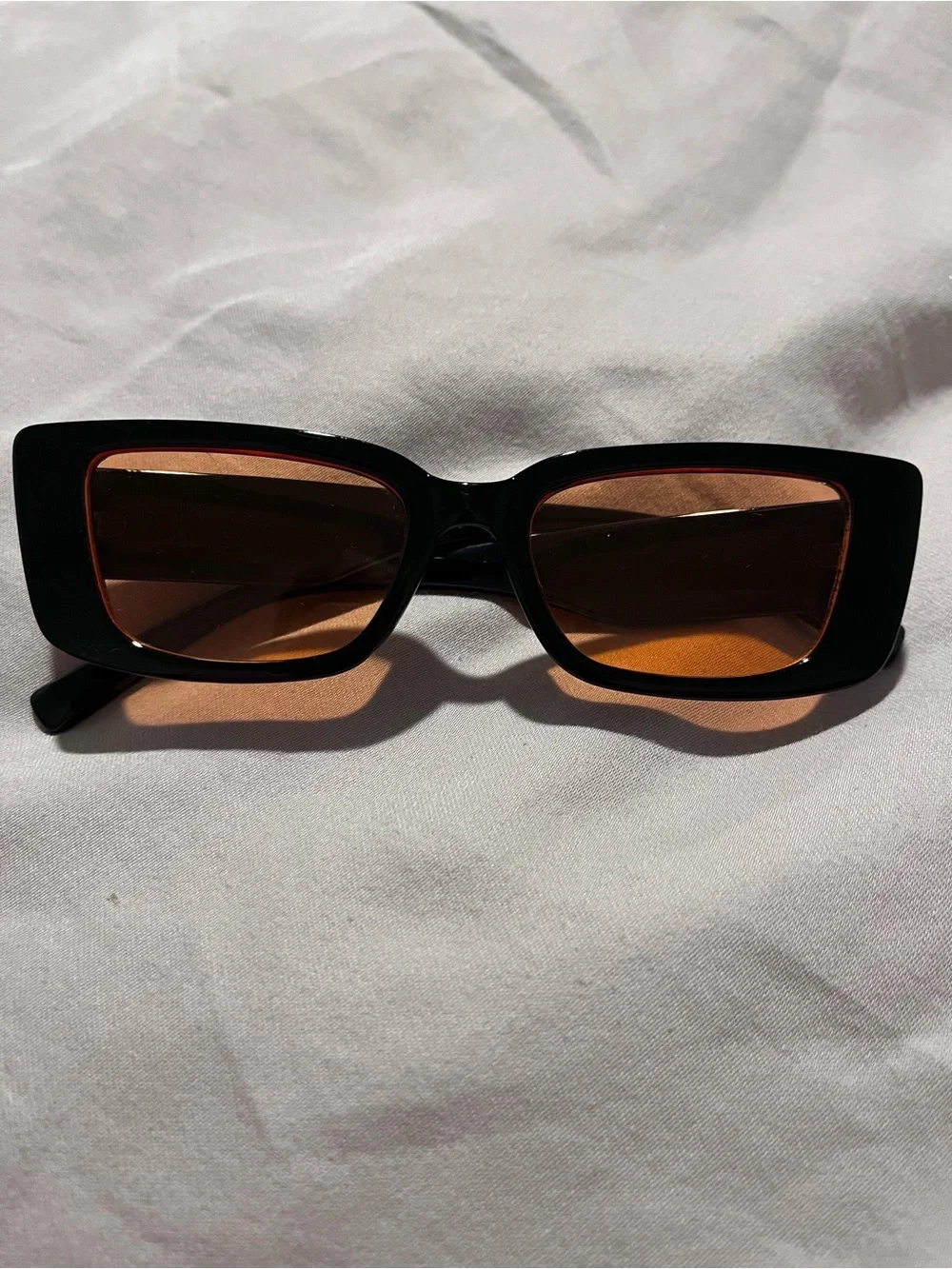 Black Cat-Eye Sunglasses with Amber Lenses